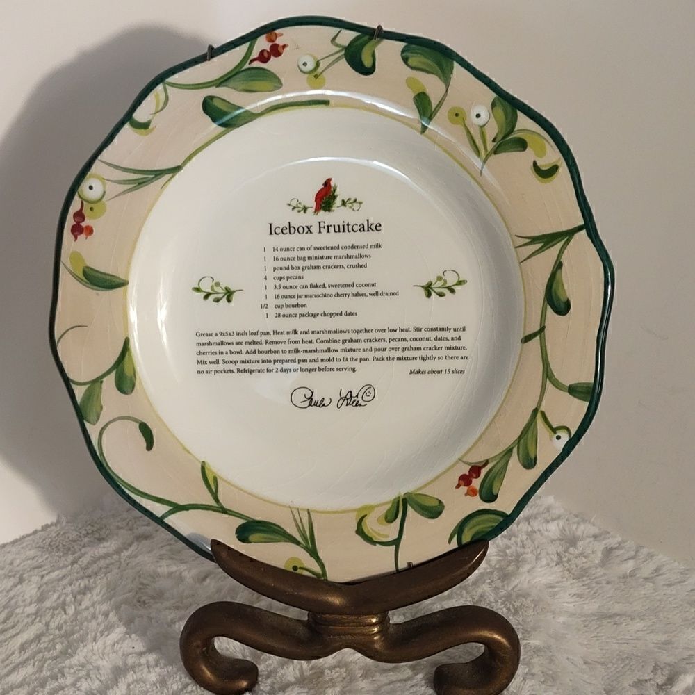 Paula Deen Home For The Holidays "Icebox Fruitcake" Recipe Plate
